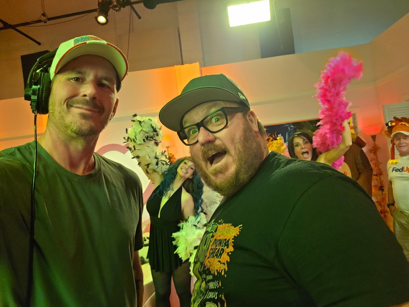 Pete Guzzo on set with the crew